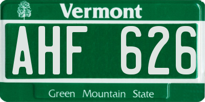 VT license plate AHF626