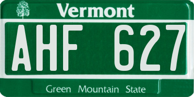 VT license plate AHF627