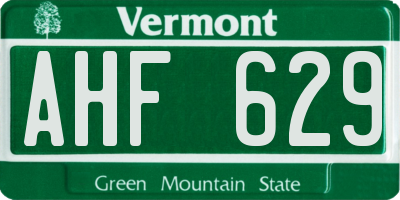 VT license plate AHF629