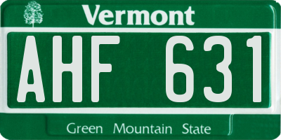 VT license plate AHF631