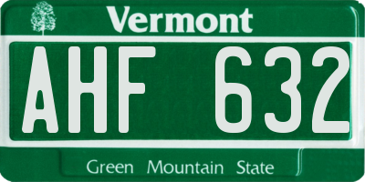 VT license plate AHF632