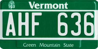 VT license plate AHF636