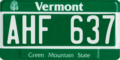 VT license plate AHF637