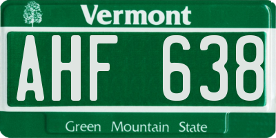 VT license plate AHF638