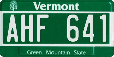 VT license plate AHF641