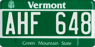 VT license plate AHF648