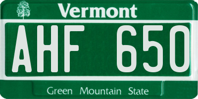 VT license plate AHF650