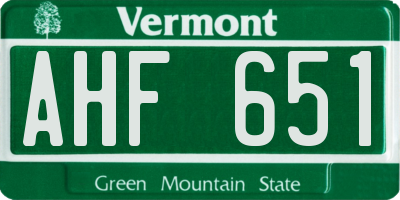 VT license plate AHF651