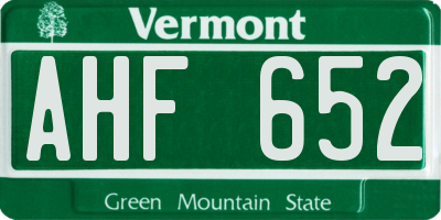 VT license plate AHF652