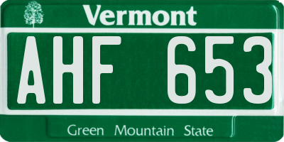 VT license plate AHF653