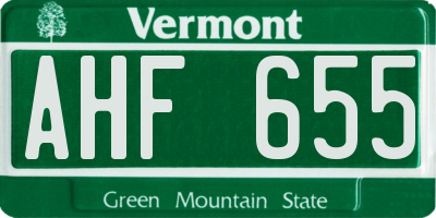 VT license plate AHF655