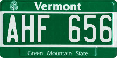 VT license plate AHF656