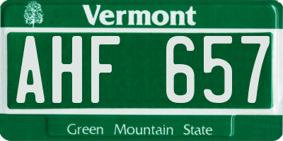 VT license plate AHF657