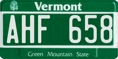 VT license plate AHF658