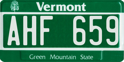 VT license plate AHF659