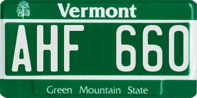 VT license plate AHF660