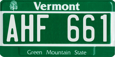 VT license plate AHF661