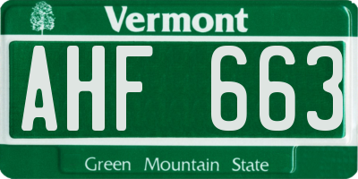 VT license plate AHF663