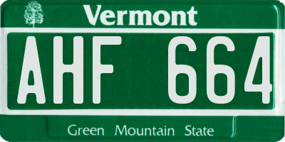 VT license plate AHF664