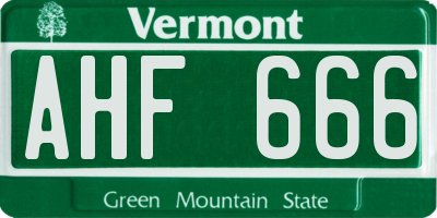 VT license plate AHF666