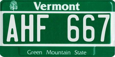 VT license plate AHF667