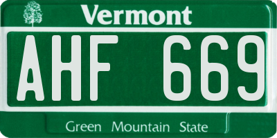 VT license plate AHF669