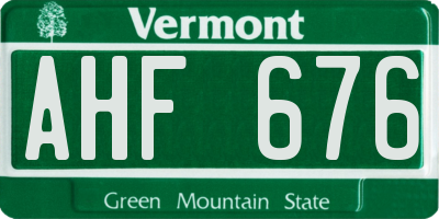 VT license plate AHF676