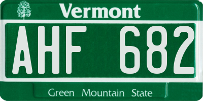VT license plate AHF682