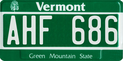 VT license plate AHF686