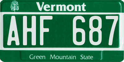VT license plate AHF687