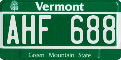 VT license plate AHF688