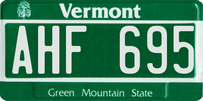 VT license plate AHF695
