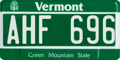 VT license plate AHF696