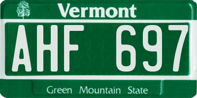 VT license plate AHF697