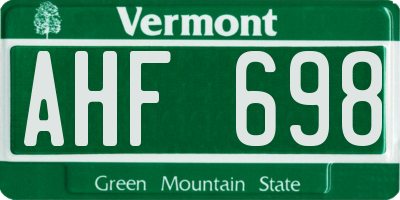 VT license plate AHF698