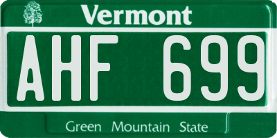 VT license plate AHF699