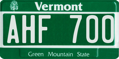 VT license plate AHF700