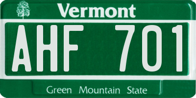 VT license plate AHF701