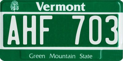 VT license plate AHF703