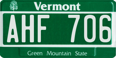VT license plate AHF706