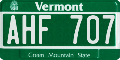 VT license plate AHF707
