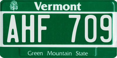 VT license plate AHF709
