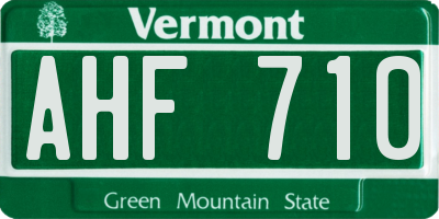 VT license plate AHF710