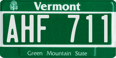 VT license plate AHF711