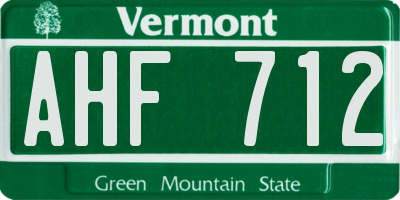 VT license plate AHF712