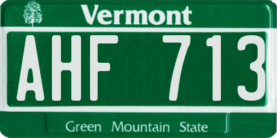 VT license plate AHF713