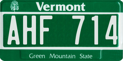 VT license plate AHF714