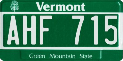 VT license plate AHF715