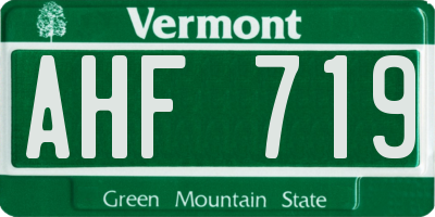 VT license plate AHF719