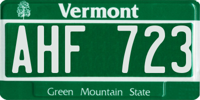 VT license plate AHF723